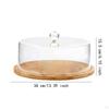 Bamboo Cake Stand with Dome Bread Storage Appetizer Plate Holder Serving Tray for