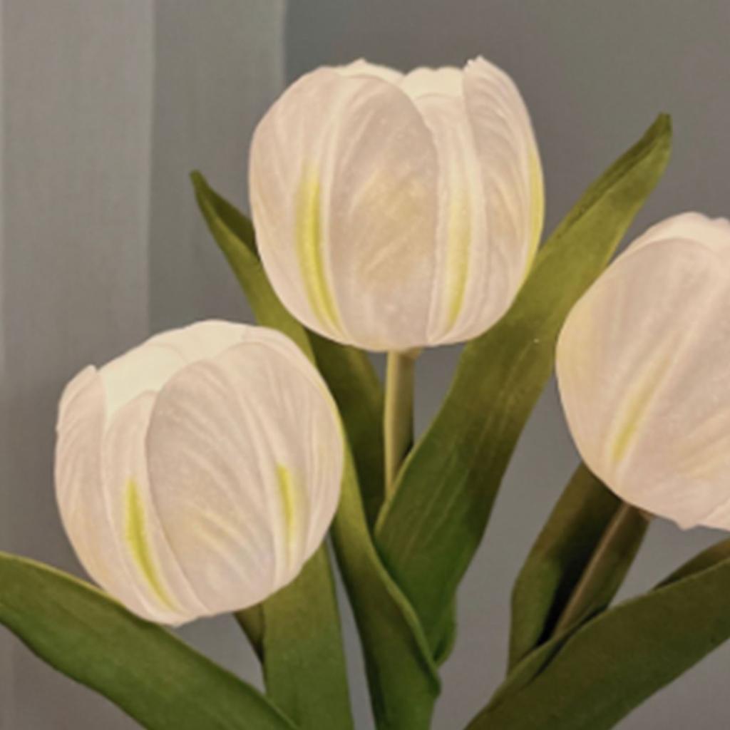 Tulipan Nattlys Mykt Lys Utsøkt Keramikk PU Blomst Bordlampe for Bokhandlere Kafeer Batteri