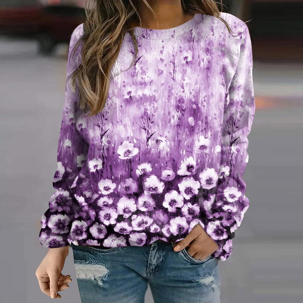 Women's T-Shirts Beautiful Flower and Bird 3D Printed Women's Long Sleeve T-shirt