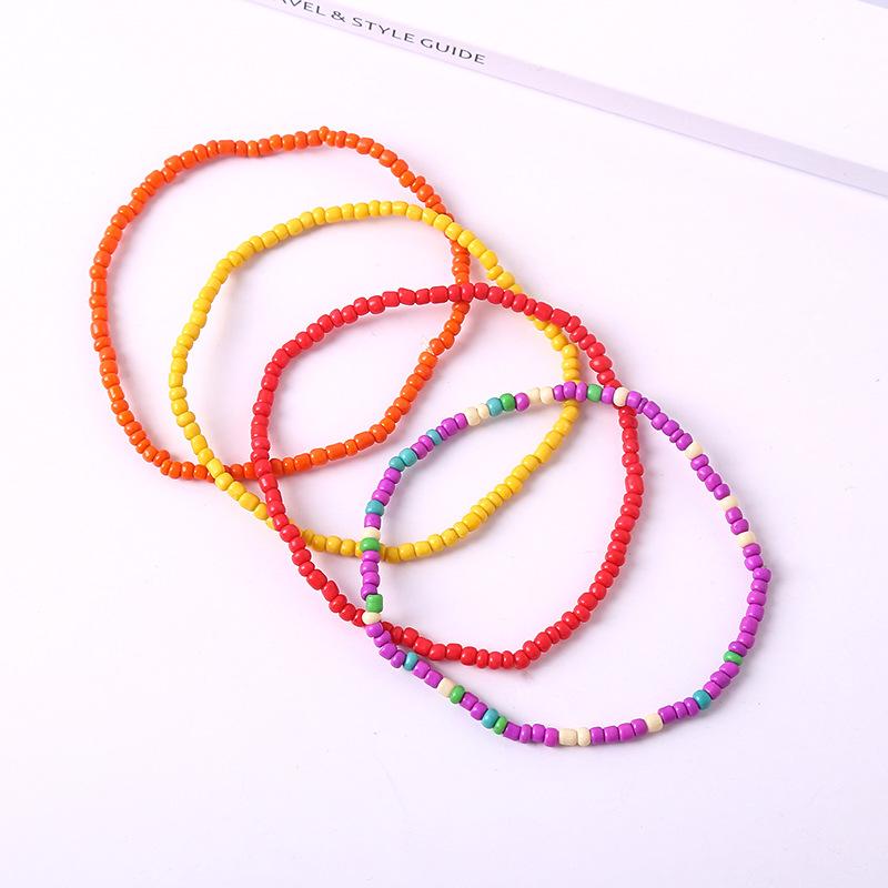 Bracelet de perles de verre, 1 pièce, style Boho, Bracelet de cheville en perles colorées