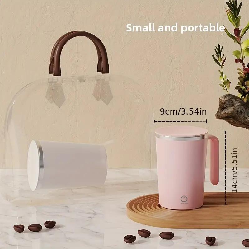 400ml/13.5oz Rechargeable Electric Stirring Cup 304 Stainless Steel Magnetic Cup For Hot Chocolate Milk Latte And Protein Powder