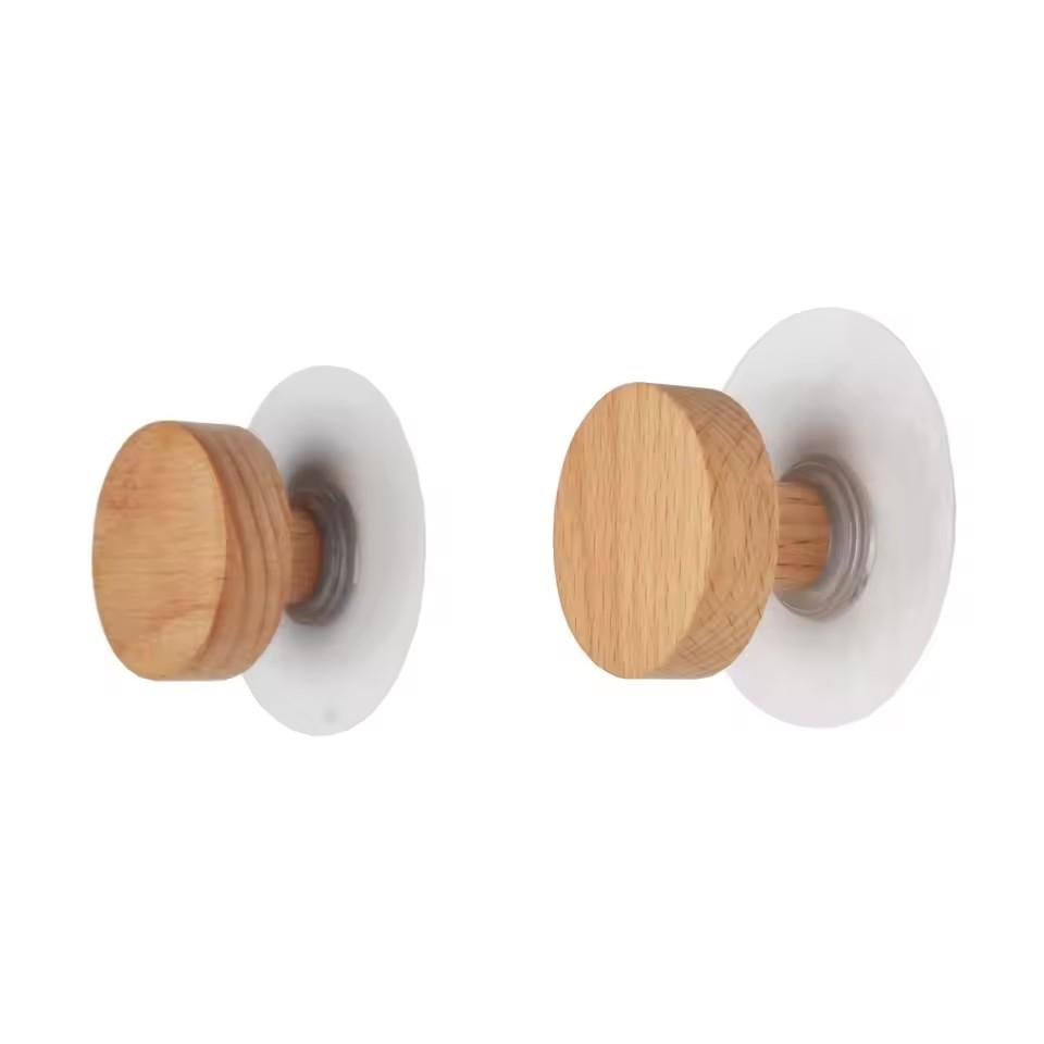 2pcs Self-adhesive Wooden Hook Home Accessories Bathroom Wall Hook Bedroom Coat Storage Rack Towel Key Decoration Hook Hanger