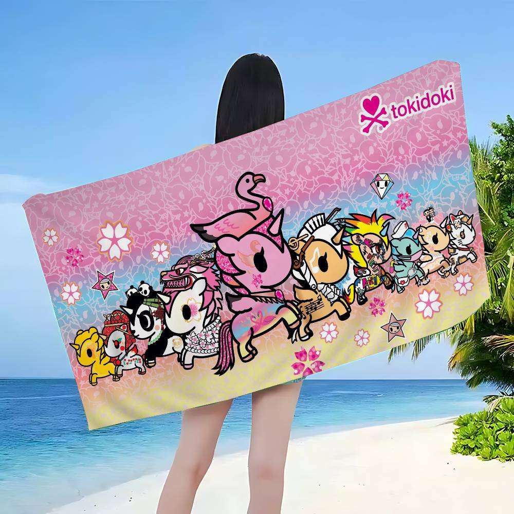 Kawaii T-Tokidoki Anime Beach Towel Colorful Bath Towels For Girl Microfiber Quick Dry Sand Free Beach Yoga Spa Gym Pool