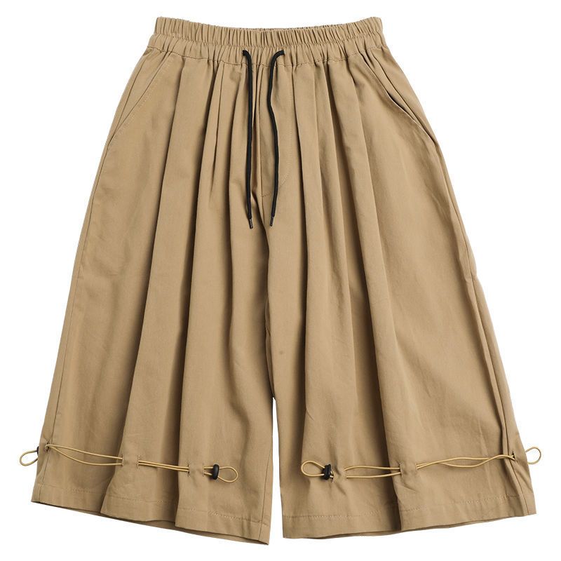 

Японские ретро свободные прямые широкие рабочие брюки с лямками и шортами женские летние брюки с завязками на носке и кружевом XL хаки