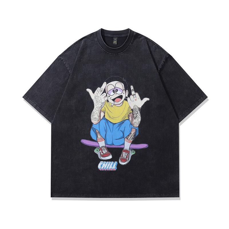 Heavy Terry Hooded Sweater Autumn And Winter Street Trendy Brand Hip Hop Retro Printing Fried Color Hoodie Men