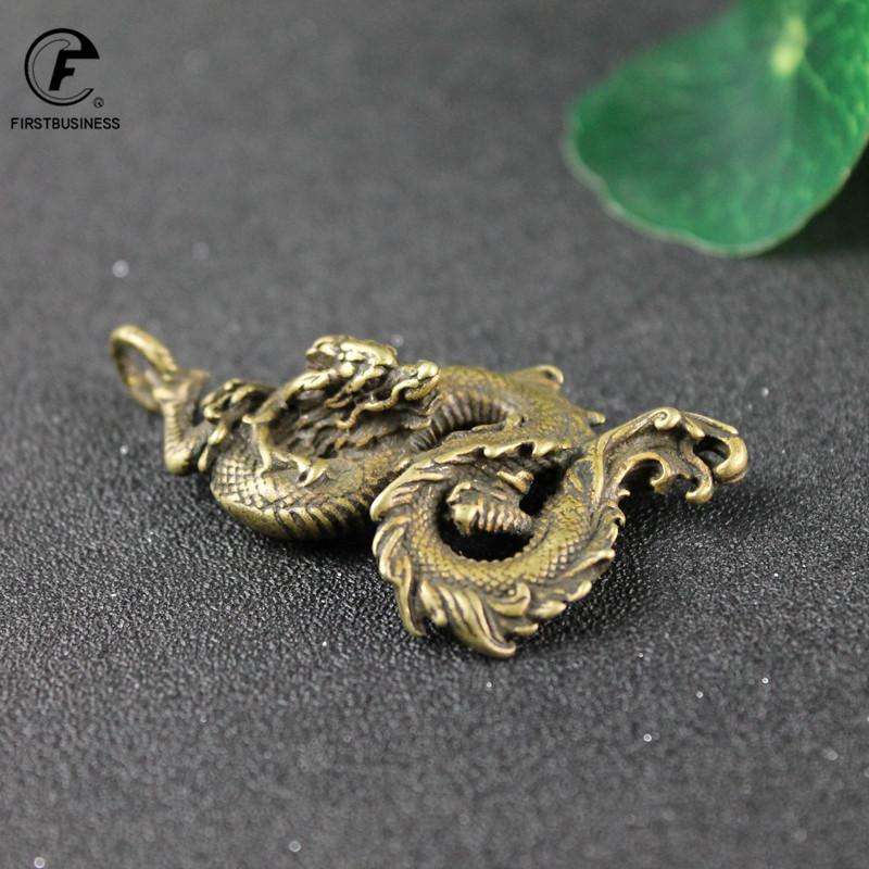 Vintage Copper Chinese Zodiac Dragon Statue Ornaments Brass Animal Miniatures Figurines Desk Car Keychains Decorations Craft
