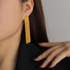 Mei Shi Duo European 18K Gold Tassel Earrings, Stainless Titanium Steel, Fashionable Long Dangle Accessories for Women