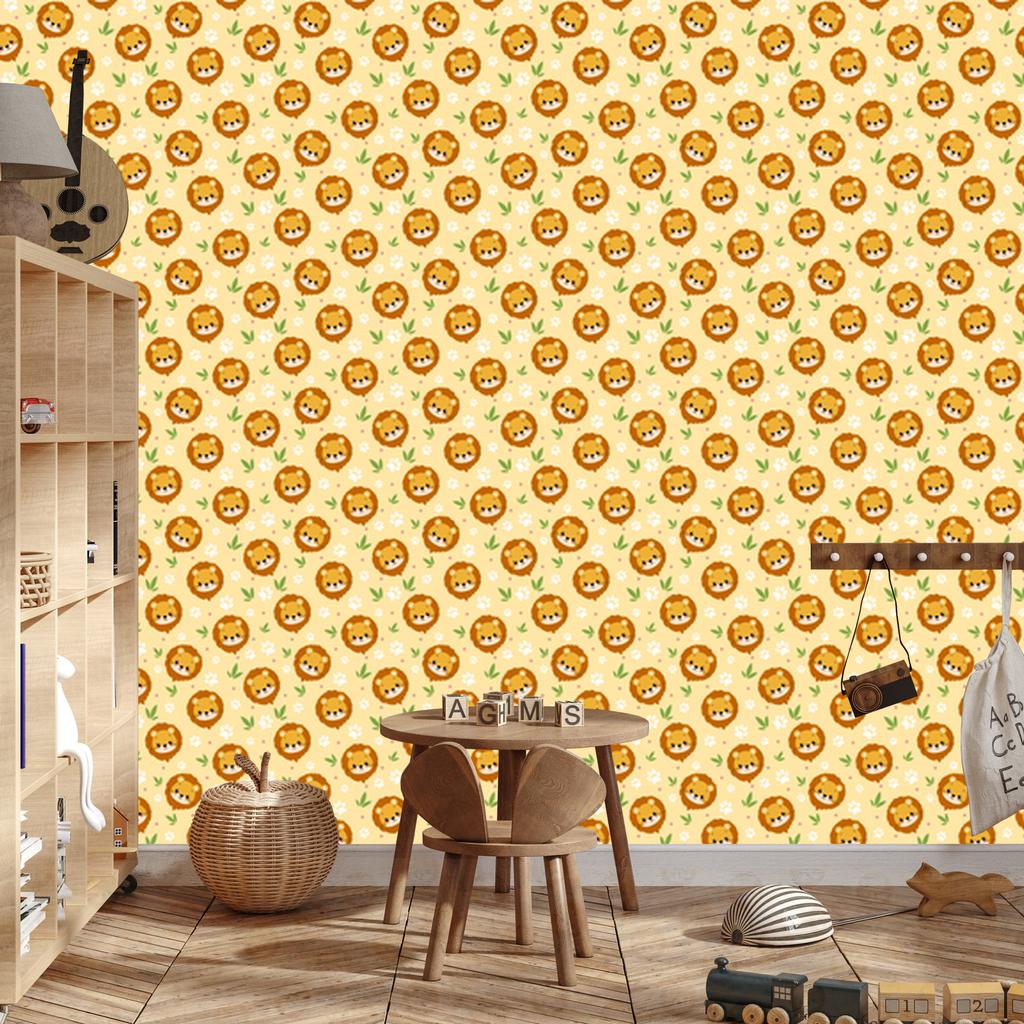 Lions Cream and Gold Wallpaper for Living Room and Bedroom 50x1000