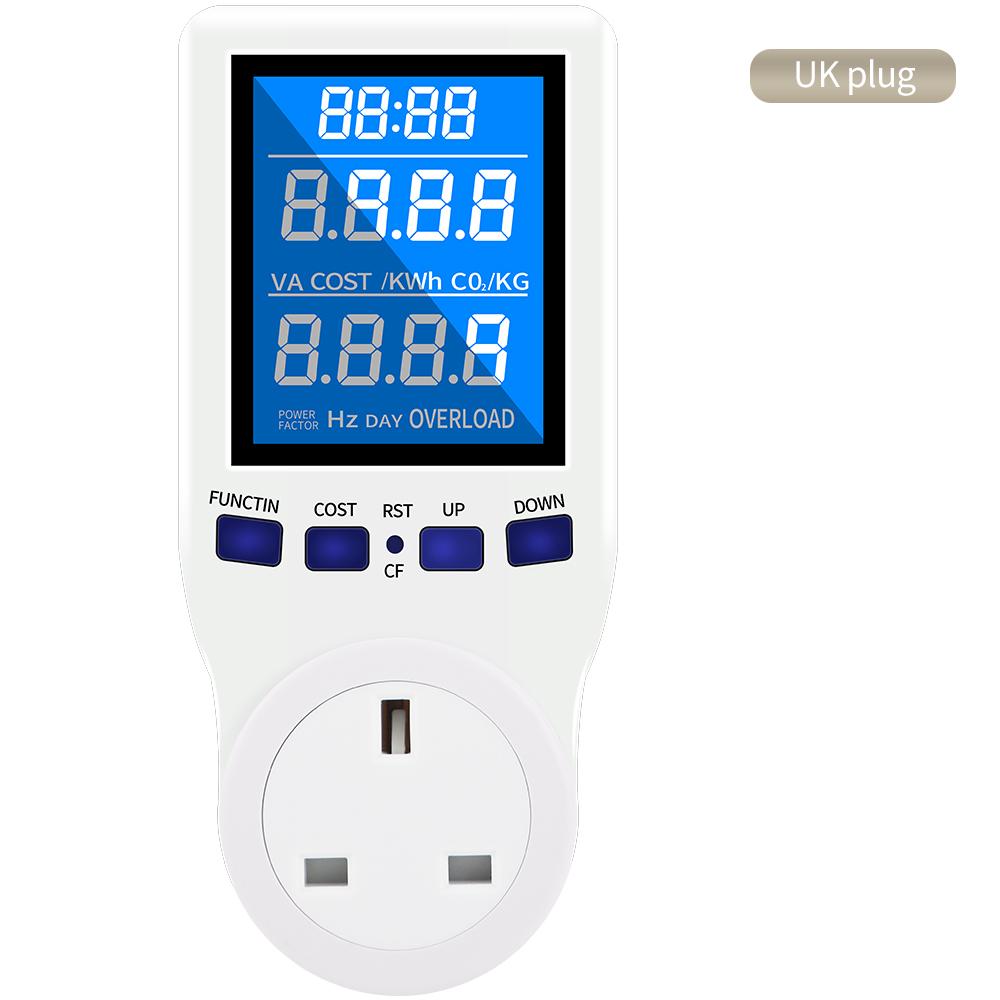 Power Meter AC 110/230V Electricity Consumption Monitor Wattage Kwh Energy Meter EU US UK Plug Outlet Power Analyzer LCD Display