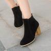 New Round Toe Square Heel Solid Color Elegant Women's Shoes Side Zipper Comfortable Fashionable Casual Short Boots  Mujer