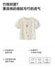 [Bamboo Cotton] Mini Balabala Girls' Short Sleeved T-shirt Moisture Absorbing Quick Drying Bubble Sleeve Top Necklace Pattern 26 Summer