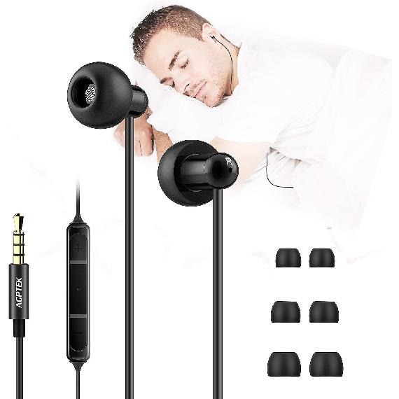 AGPTEK Sleep Earbuds, in-Ear Earphones for Sleeping with 3 Sizes Ultra-Light Soft Silicone, Noise Isolating Headphone Perfect for Sleeping, Insomnia,