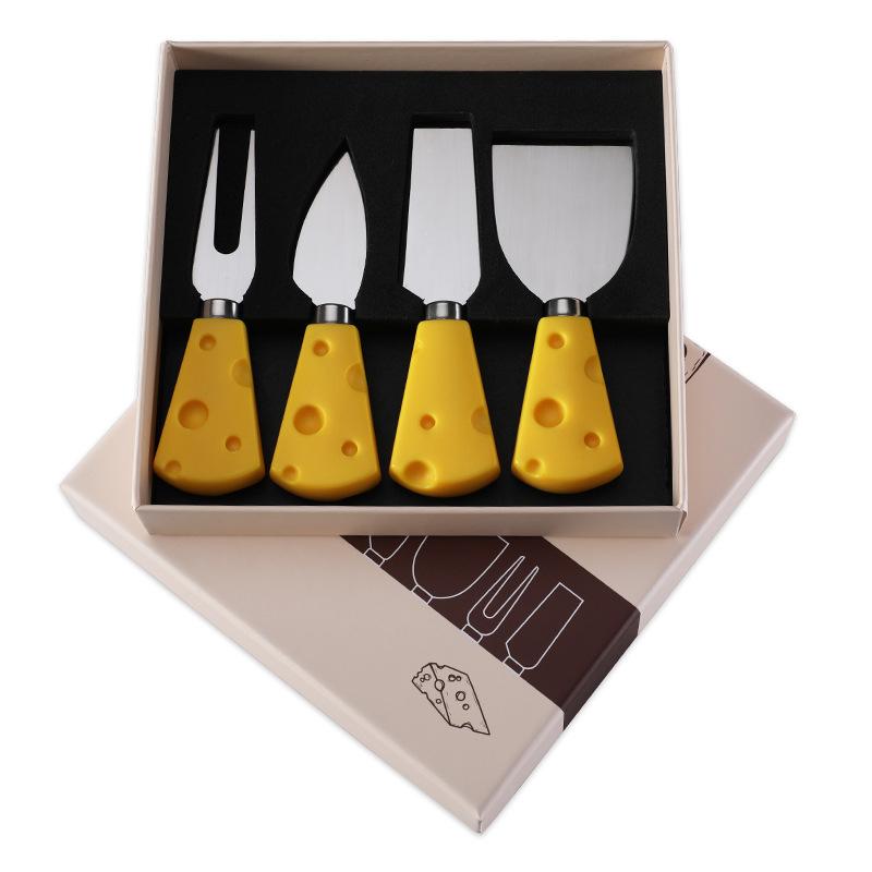 Stainless Steel Cheese Knife 4-piece Gift Box Set Western Tableware Knife and Fork Kitchen Tool and Cutlery Set Gift Giving