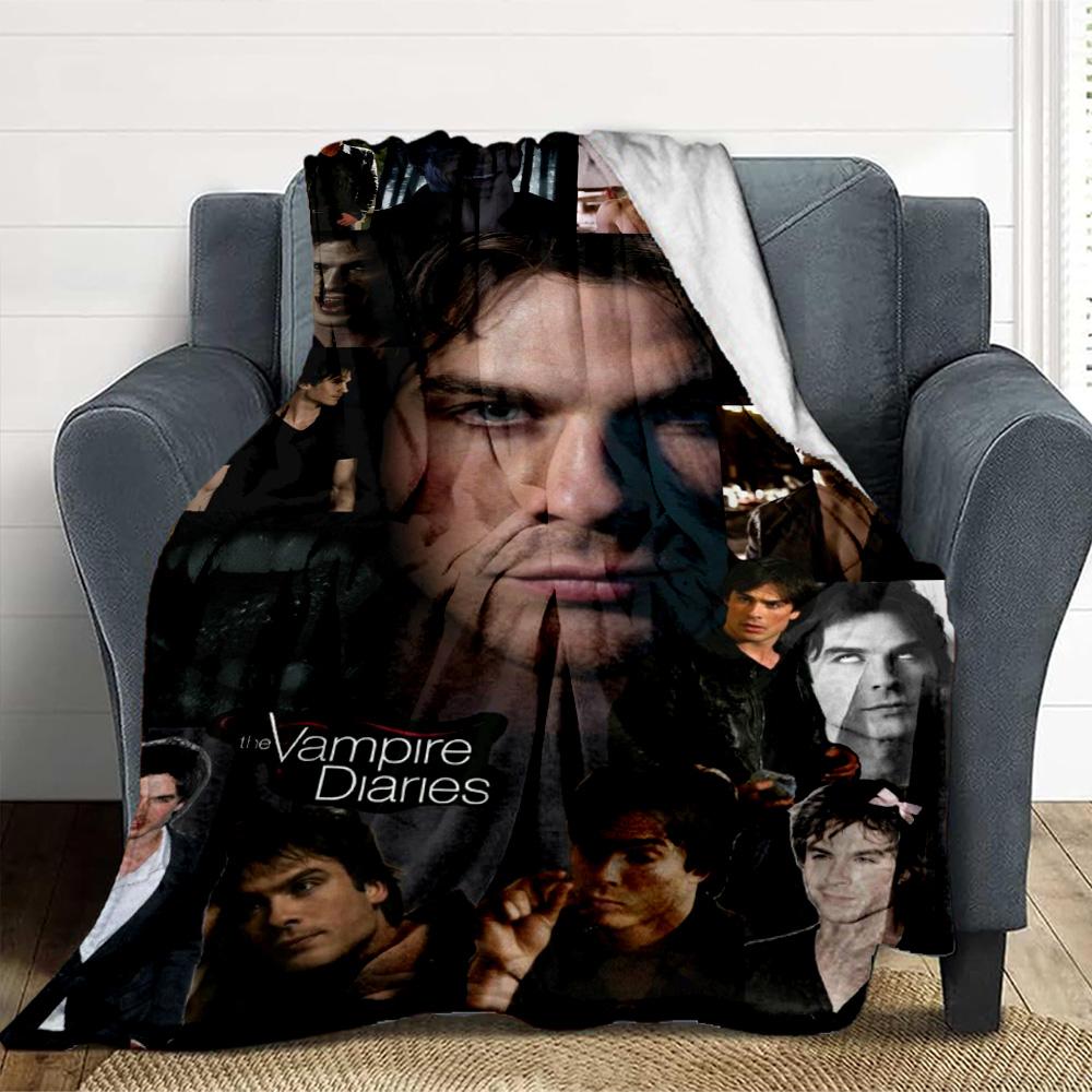 Damon Salvatore Flannel Blanket Throw Blanket Soft Warm Sofa Bed Camping home Decor Unique Christmas Gift C9261255