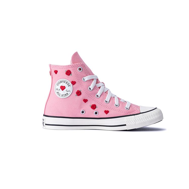 Converse Chuck Taylor All Star Rose Pattern Fashion Versatile Casual High Top Canvas Shoes Kids Sneakers Pink A12624C