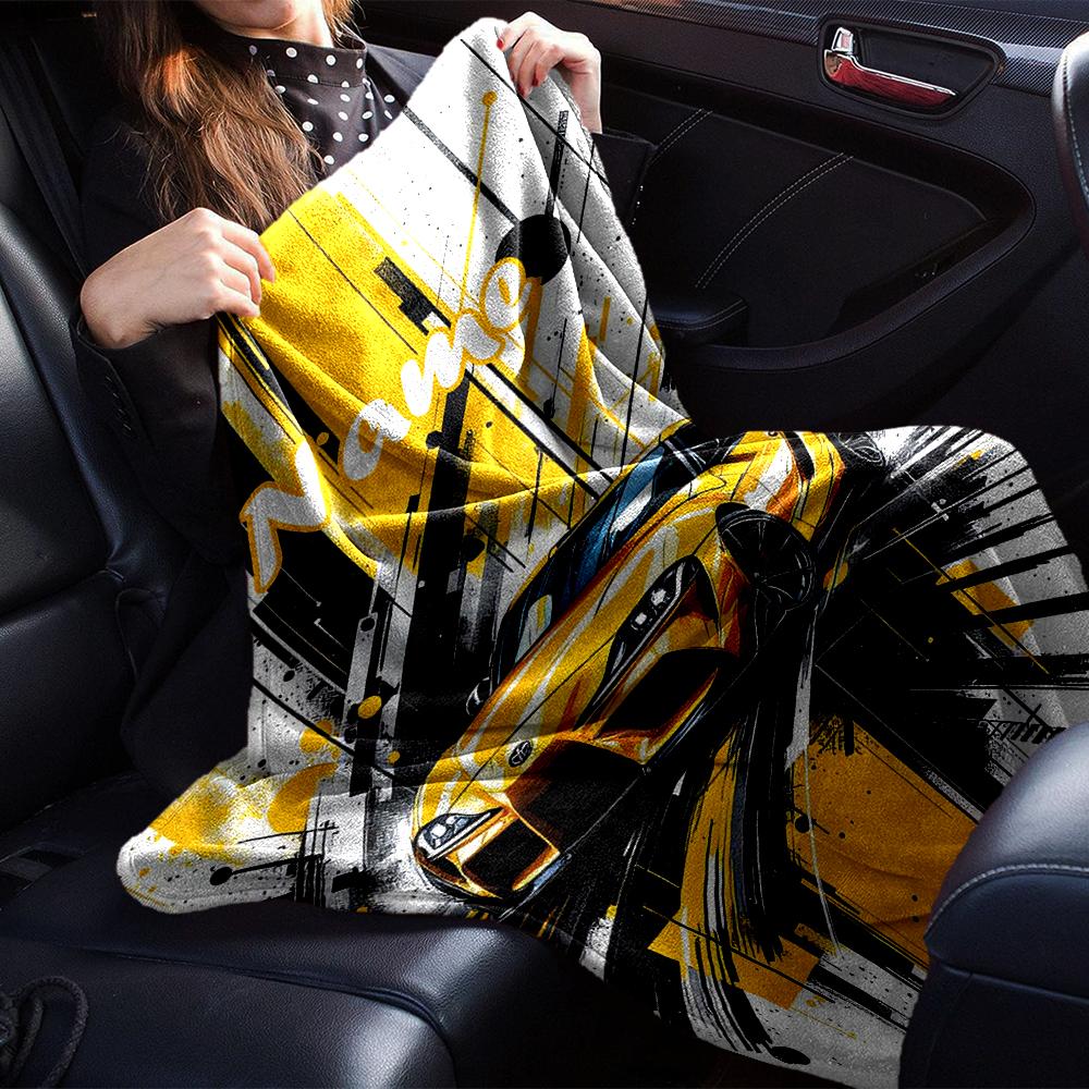 Custom Name Racing Theme Printed Blanket - Perfect for Couch, Bed, Travel & Outdoor Use | Machine Washable, Cozy & Durable.