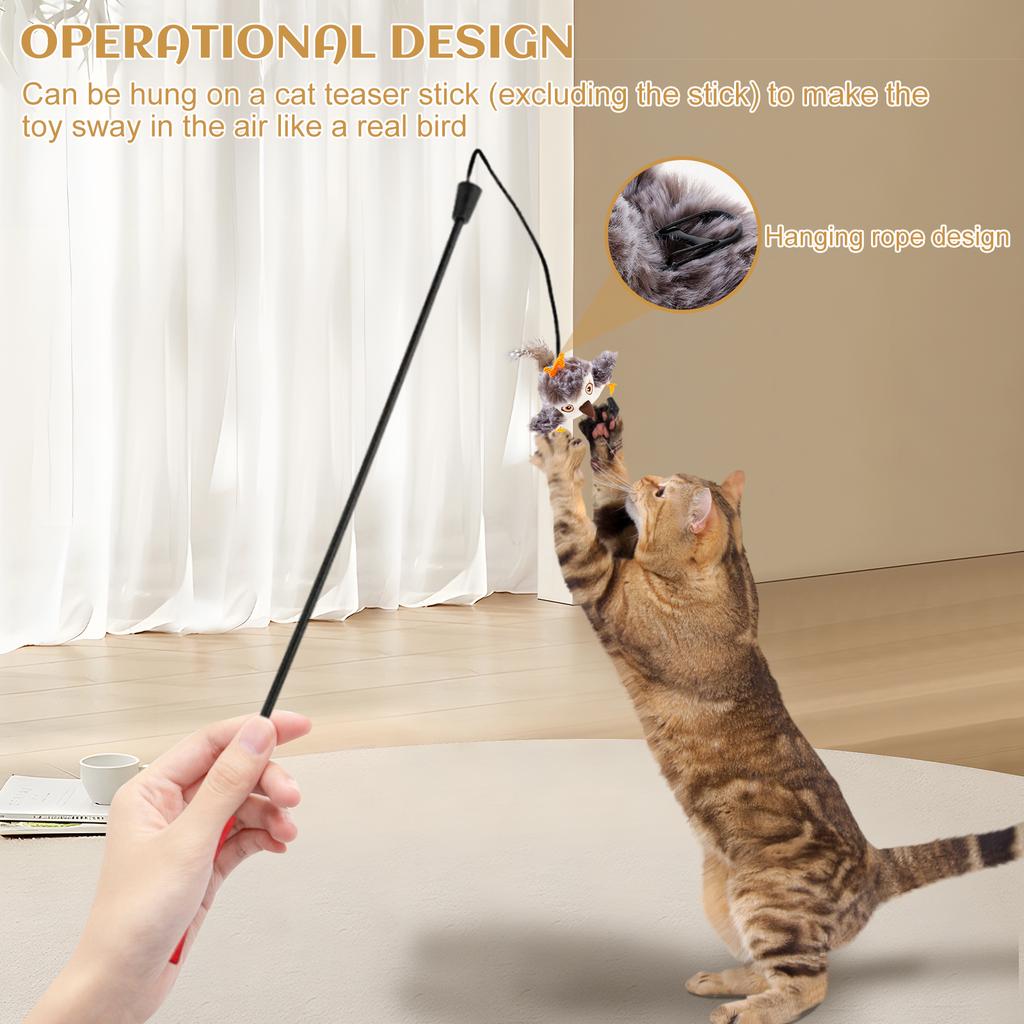 Interactive Cat Toys Rechargeable Interactive Chirping Flapping Bird Shaped Cat Toy Simulation Bird Toy with Sound Plush Cat Toy