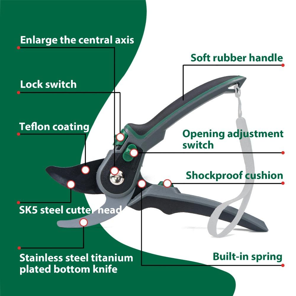 8 Inch Garden Pruner Shears SK5 Blade Pruning Scissors for Bonsai Fruit Trees Flowers Branches Garden Pruners