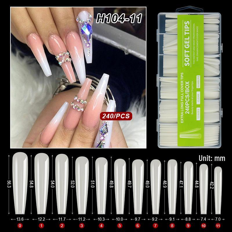 XXXL Denim Water Pipe Nail Art Set - 240 Transparent Ballet Nail Stickers