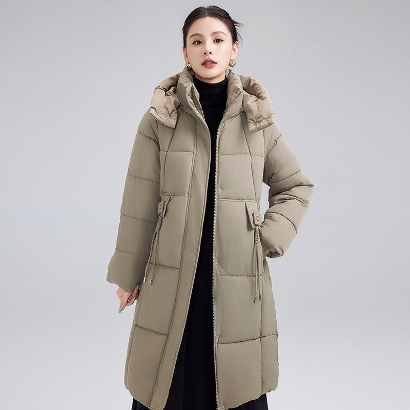 Women's Mid-Length Hooded Down Cotton Jacket - 2024 Autumn Fashion, Casual and Warm Coat