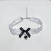 Lace Choker with Rhinestone Heart Pendant Bow Detail 1Pc Sweet Neck Accessory for Casual Daily Party Occasions