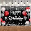 Happy 18 30 40th Adult Birthday Backdrop Black Gold Glitter Balloon Adult Birthday Party Decor Photography Background Props19