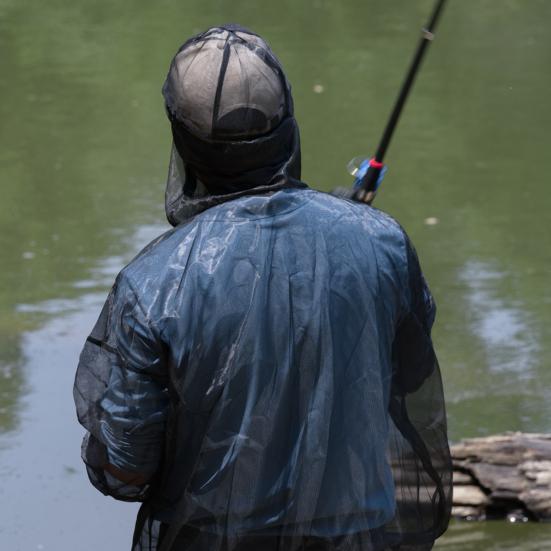 2Pcs/Set Mosquito-repellent Suit Ultra-light Mesh Full Cover Design Pullover Tops Elastic Waist Long Pants Set Mosquito Net Outfit