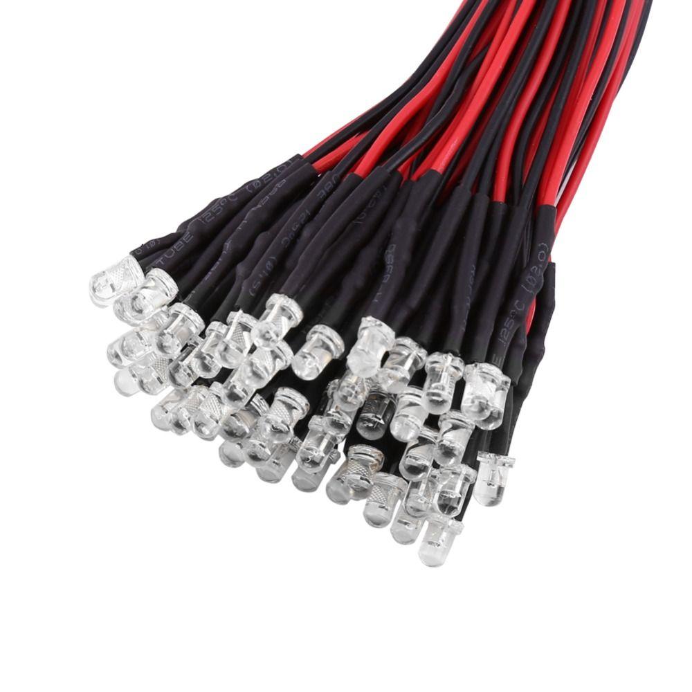 50 Stück 3mm vorverdrahtete LED-Dioden DC 12V 20cm Kabel LED lichtemittierende Dioden Rot Orange Blau langsam blinkend diffuse LED-Lichter