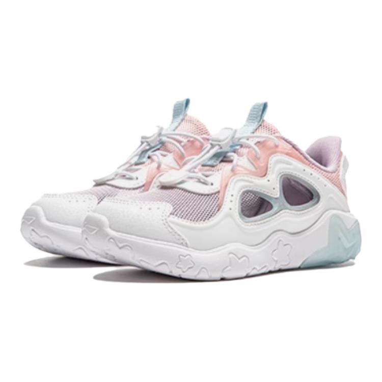 Li Ning Dětské Všestranné Protiskluzové Nárazy Pohlcující Odolné proti Opotřebení Nízké Neformální Boty Dětské Neformální Boty Bílá Fialová Růžová YKAU018-4