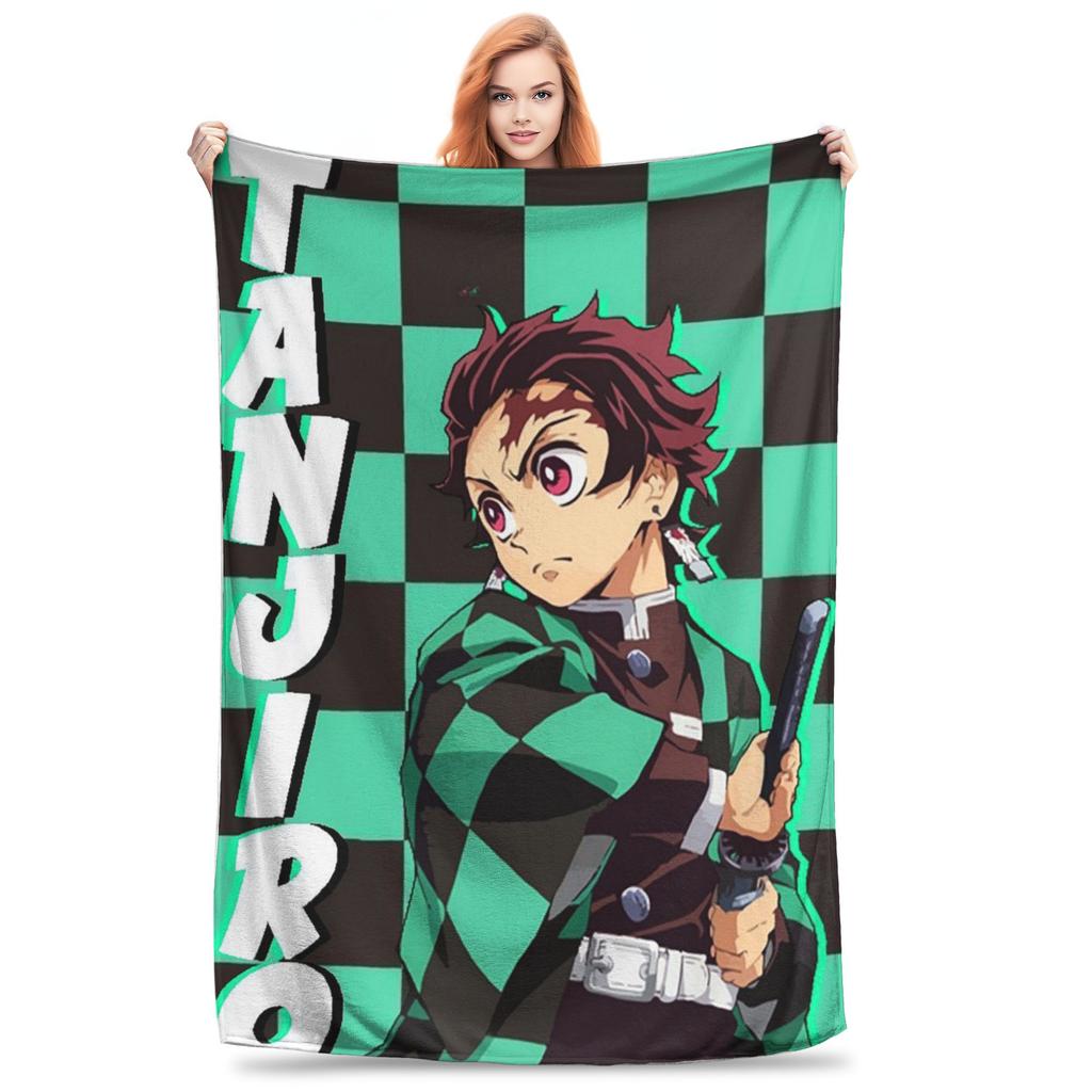 Demon Slayer Plush Kimetsu No Yaiba Kamado Tanjirou Anime Blankets Flannel Sofa Throw Blanket for Bedding Throws Bedspread Quilt