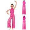 Vestido Collant Lyrical Ballet Sem Mangas com Recorte nas Costas Lantejoulas para Meninas Fantasia de Dança Contemporânea