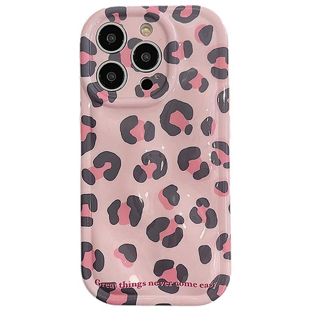 3d Meteorite Pink Leopard Pattern Cute Shockproof Phone Case For Iphone 14 11 12 13 Pro Max Fashion Soft Silicone Back Cover