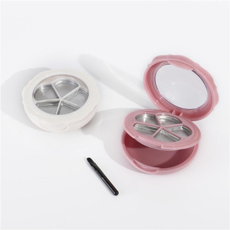 1 pz fiore vuoto 5 griglie polvere compatta ombretto caso rossetto contenitore fai da te scatola fard con pennello e specchio