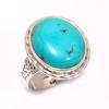 Natural Tibetan Turquoise Gemstone 925 Solid Sterling Silver Ring Size 7.5 t6n81