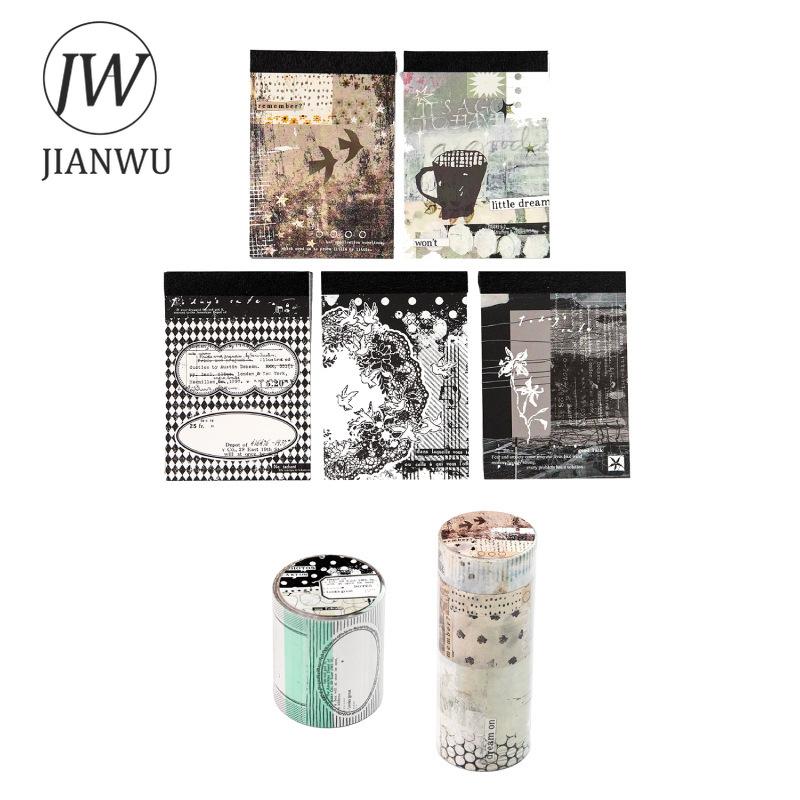 JIANWU Crossing The River Series Vintage Lace Border Landscape Collage Scrapbook Material Paper Creative Junk Journal Stationery