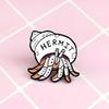 Cartoon Hermit Crab Enamel Brooch Pin Unisex Badge Denim Coat Clothes Decor