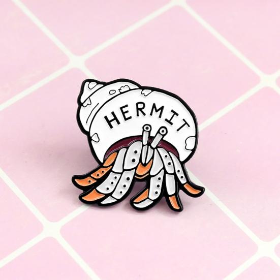Cartoon Hermit Crab Enamel Brooch Pin Unisex Badge Denim Coat Clothes Decor