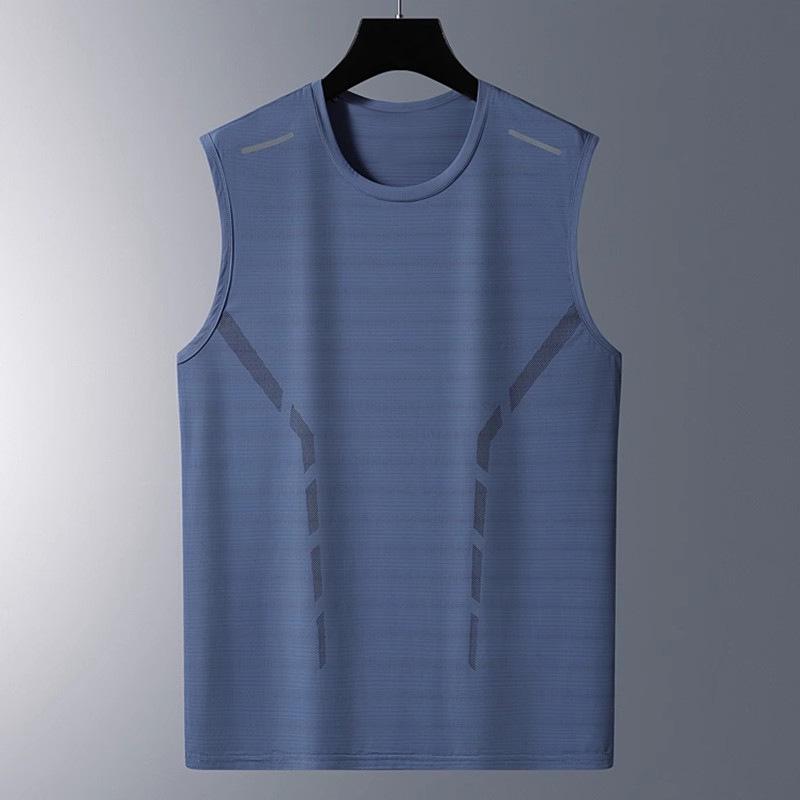 Men's Quick-Dry Ice Silk Tank Top - Loose, Thin, Sleeveless Racerback T-Shirt for Summer.