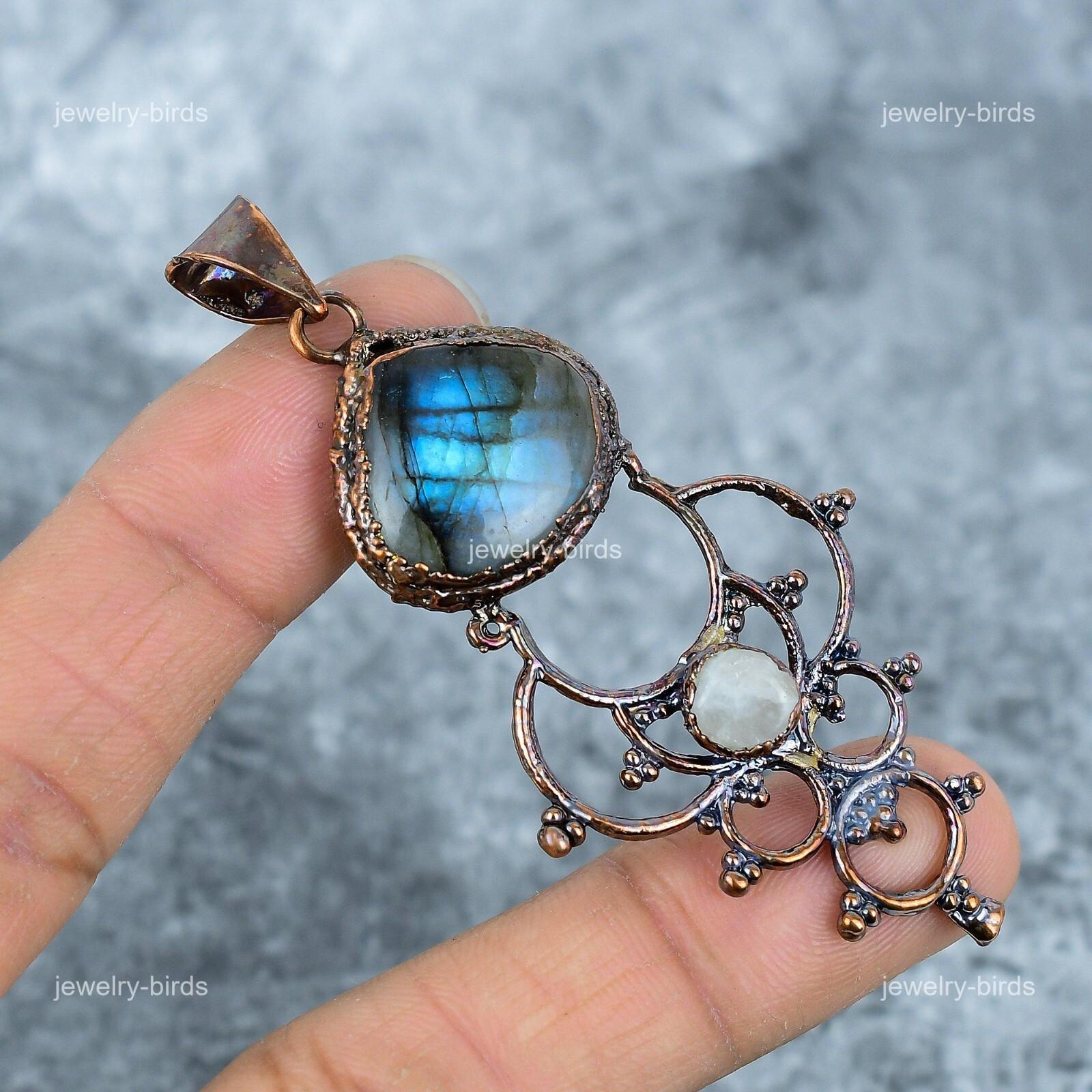 

Natural Labradorite Copper Electroformed Daughter Gift Third Eye Chakra Pendant VP-7