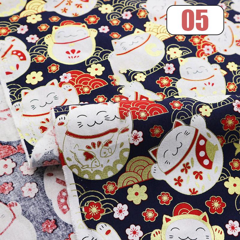 100x150cm Oriental Style Crane Prints Bronzing Fabric Japanese Sea Wave Koi Cotton Fabric For Sewing Quilting Patchwork DIY