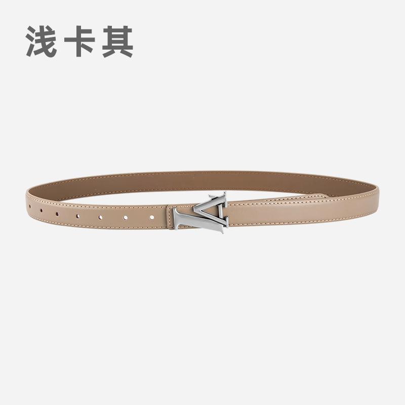 Alloy Alphabet Board Buckle Leather Belt Women'S Premium Pants Belt Women'S