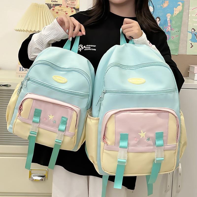 New Schoolbag New Schoolbag New Junior High School Students Little Fresh Girl Contrasting Colors Popular Backpack Cute Backpack Tide