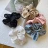 3PCS French Styles Rhinestones Scrunchie Elegant Ponytail Holder with Ruffle Fabric Fashion Hair Accessories for Women