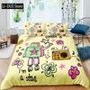 Robot Duvet Cover Set Kids Boys Watercolor Robot Bedding Set Modern Cartoon Super Robot Pattern King Size 2/3pcs Bedding Set