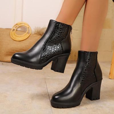 Botines de Tacón Grueso para Mujer de Talla Grande - Colección Otoño/Invierno 2025: Punta afilada, Corte bajo, Diseño elegante de tacón alto.