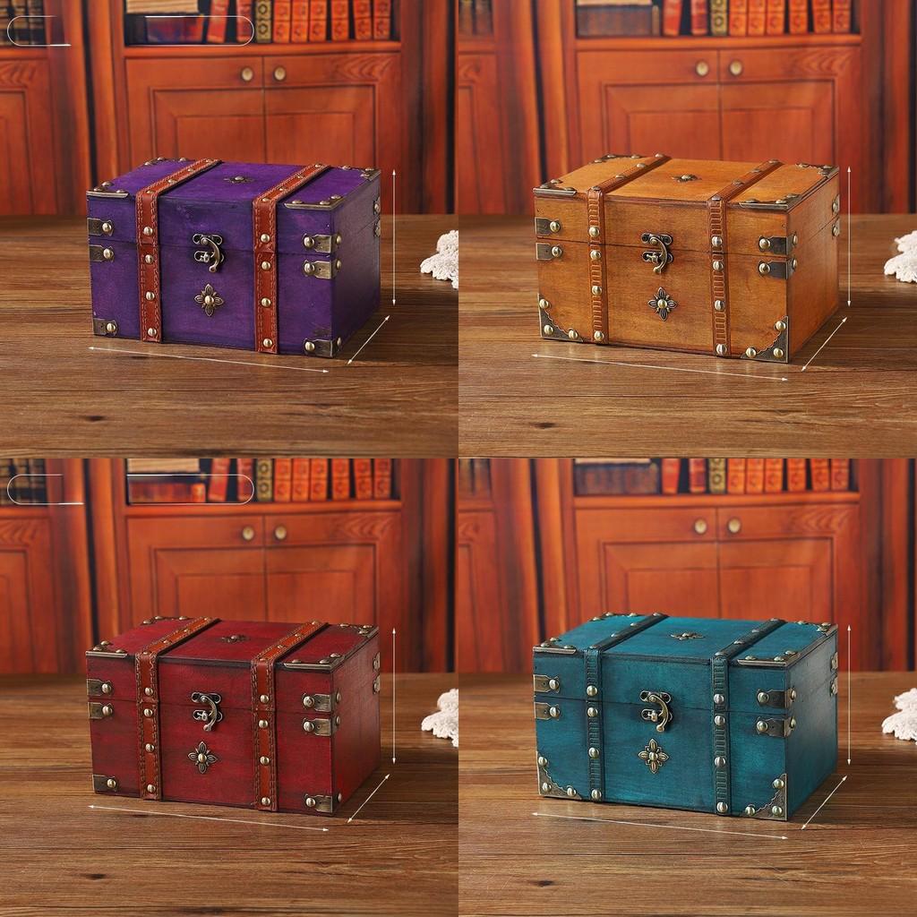 Wooden Storage Vintage Box With Lid For Desk And Shelf Organization Decoration
