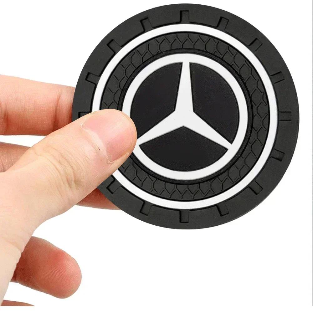 2pcs Silicone Car Coaster Water Cup Bottle Non Slip Pad Anti-Slip Mats For Mercedes Benz AMG C200 C260 C300 W108 W124 W126 W140