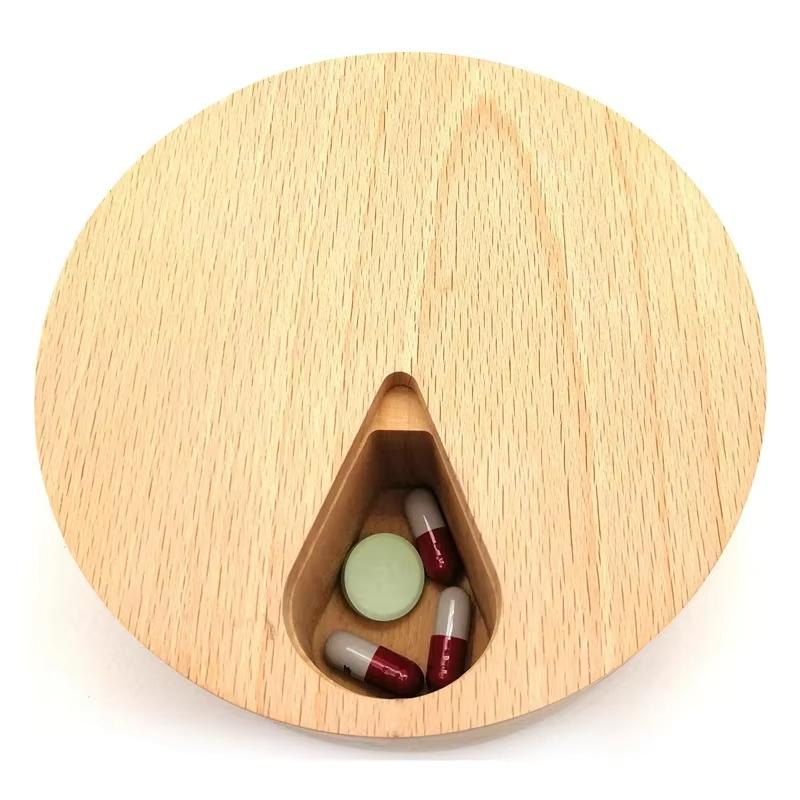 Wood Pill Box 7 Grids Medicine Tablet Dispenser Storage Case Portable Travel Weekly Drugs Container Holder