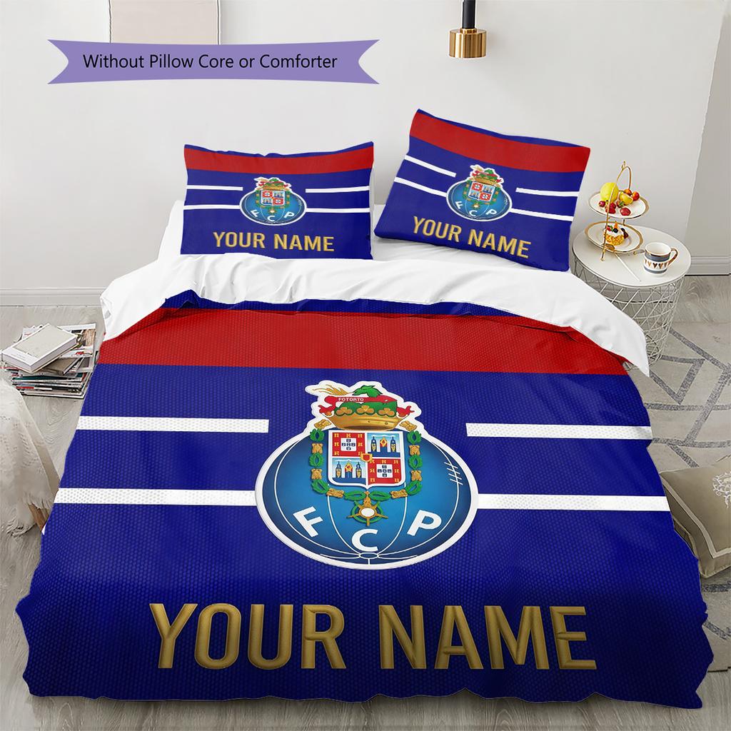 Custom Name Futebol Clube do Porto2 Pattern Bedding Quilt Set  Home Decoration  Gift (1 * duvet cover + 2 * pillowcase  without core)