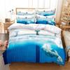 3-Piece Blue Series Print Duvet Cover Set - Soft Comfortable and Breathable Bedding for Bedroom and Guest Room